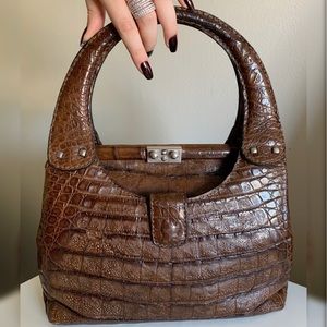 VINTAGE JAGUAR brown crocodile handbag 50’s-60’s
